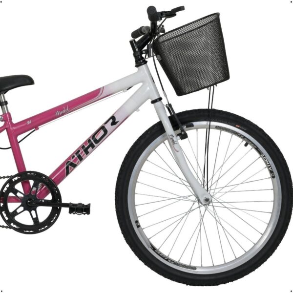 Bicicleta Aro 24 Mtb S/marcha Model Feminina Com Cestinha - Image 3