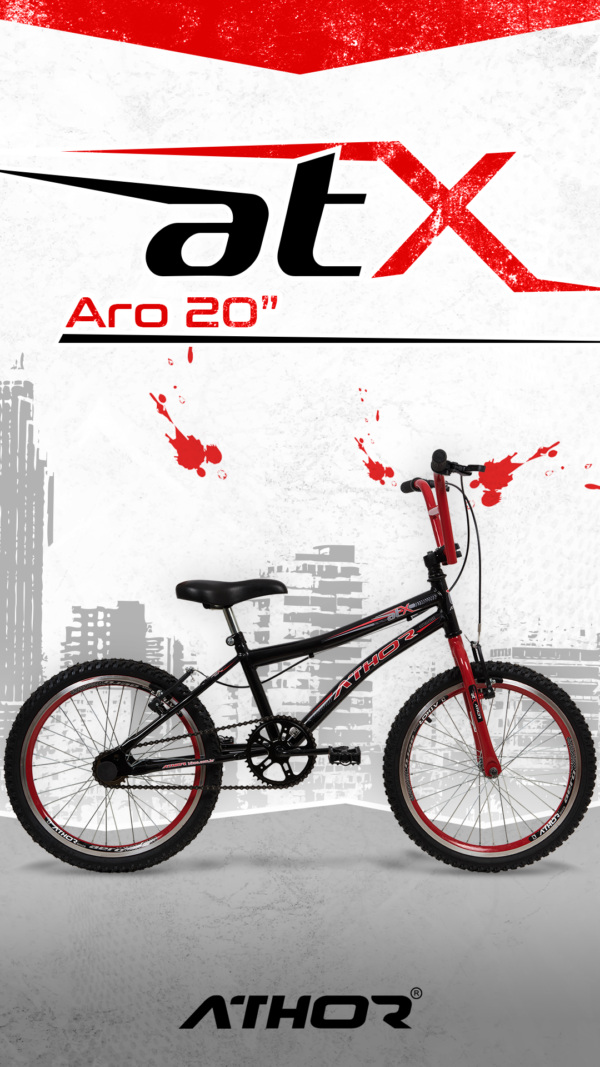 Bicicleta Athor ATX Aro 20 Preta C/ Vermelho - Image 4